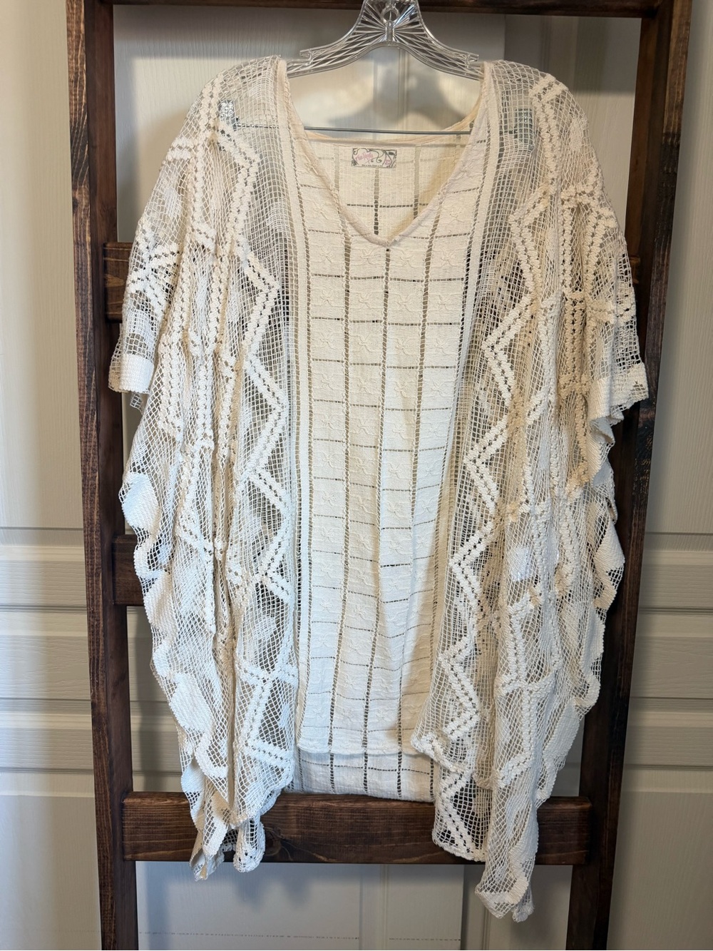 Free People Cream Crochetor Shawl or Cover Up